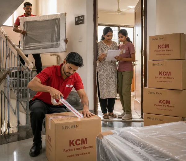 Beta I Greater Noida — Local Expertise KCM crew handling a home and shop move in Beta I Greater Noida