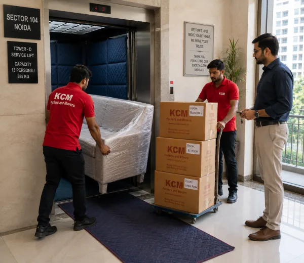Sector 104 Noida — Local Expertise KCM crew handling a home move in Sector 104 Noida