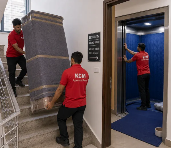 Sector 117 Noida — Local Expertise KCM crew handling a society and floor move in Sector 117 Noida