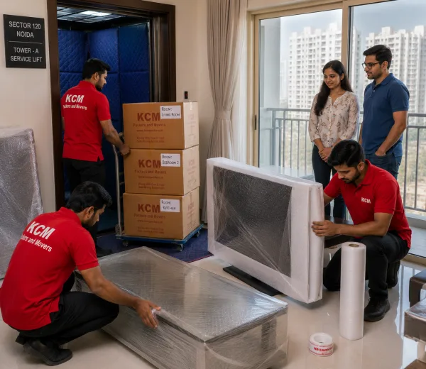 Sector 120 Noida — Local Expertise KCM crew handling a high-rise society move in Sector 120 Noida