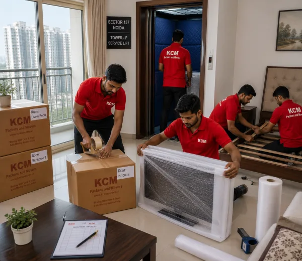 Sector 137 Noida — Local Expertise KCM crew handling a high-rise move in Sector 137 Noida