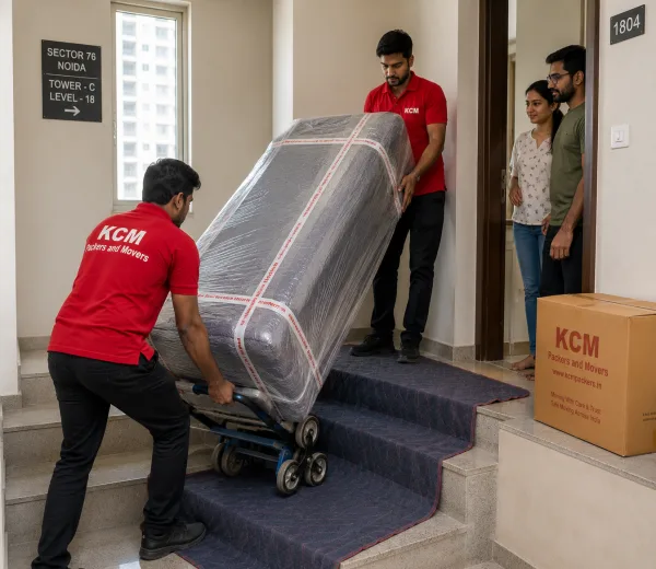 Sector 76 Noida — Local Expertise KCM crew handling a high-rise move in Sector 76 Noida