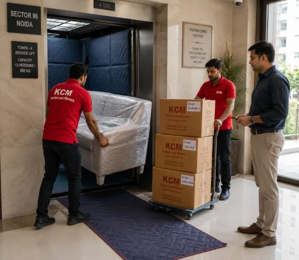 Sector 96 Noida — Local Expertise KCM crew handling a premium home move in Sector 96 Noida